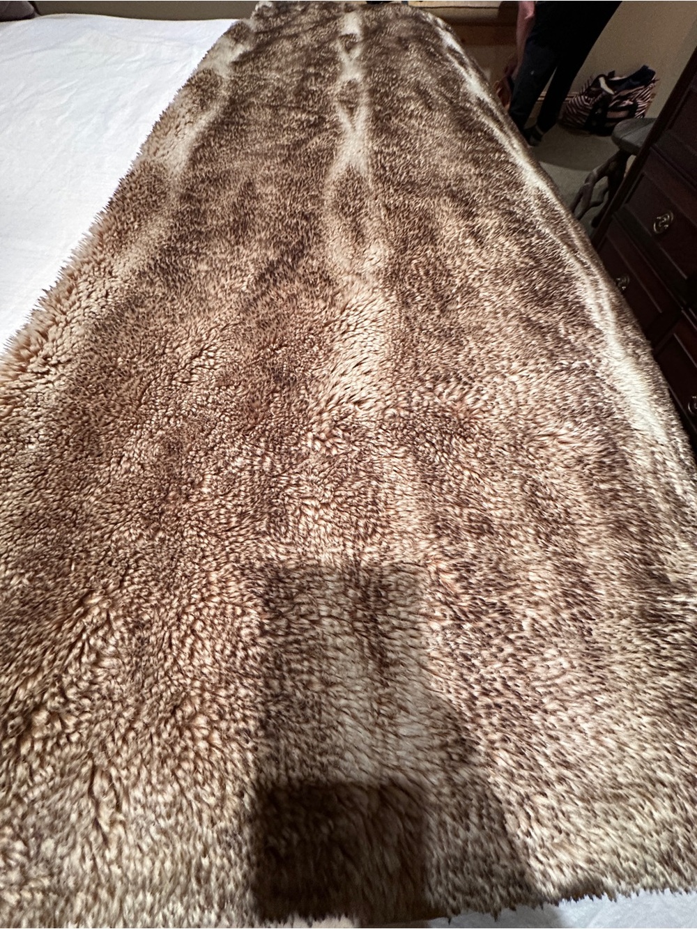 Pottery Barn Faux Fur Extra Large Brown Plush Throw